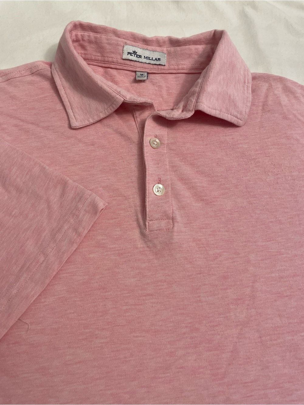 Peter Millar Crown Soft Pink Polo Shirt Cotton Silk Blend Luxury Men’s Medium